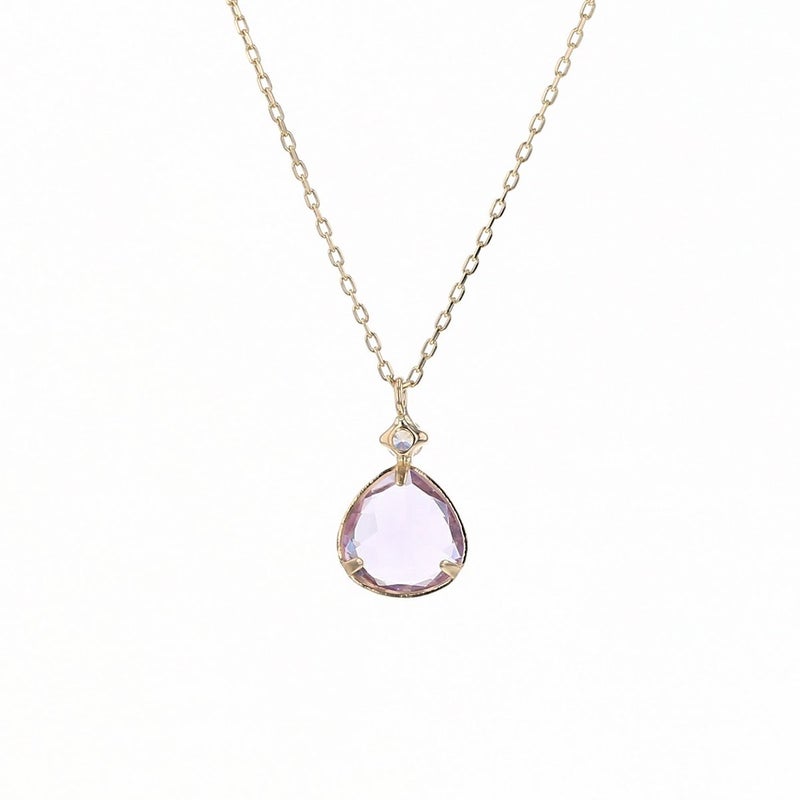 K10 YG アメジスト キューピックジルコニア ネックレス