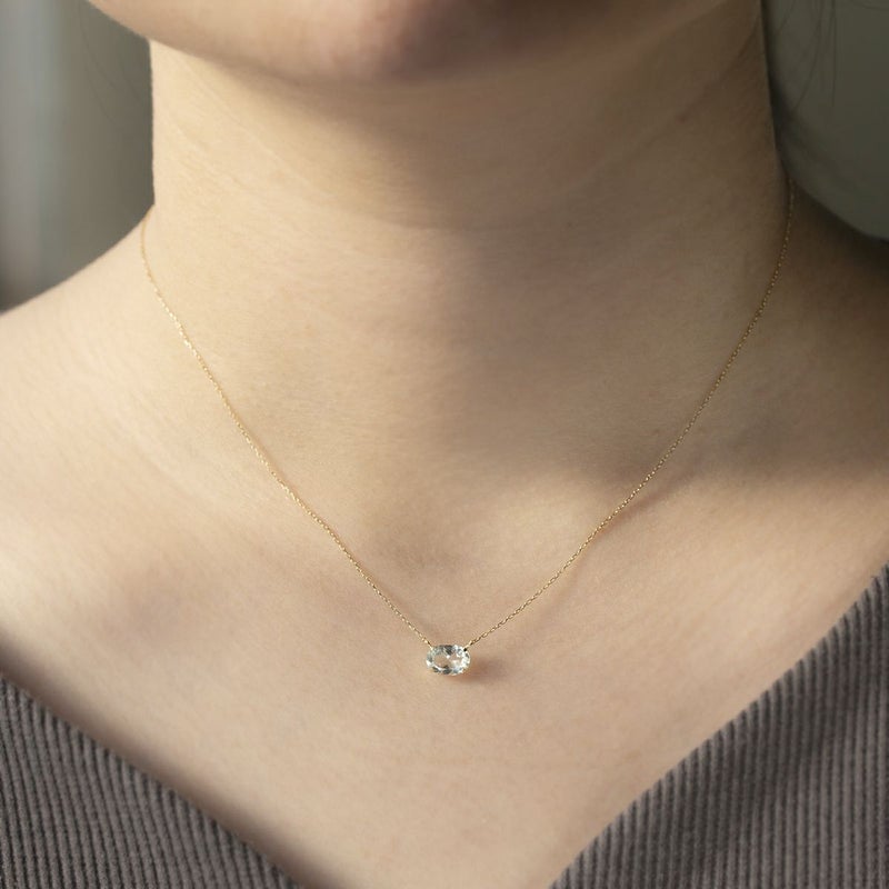 K10 YG アクアマリン ネックレス イエローゴールド 10k 10金 レディース 彼女 妻 オーバル 3月 誕生石 誕生日プレゼント