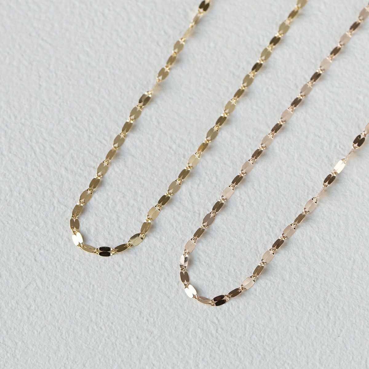 K10 PG/YG ペタルチェーン ネックレス イエローゴールド ピンクゴールド ペタルチェーンネックレス 地金チェーン 妻 彼女 誕生日 誕生日プレゼント ギフト 42cm