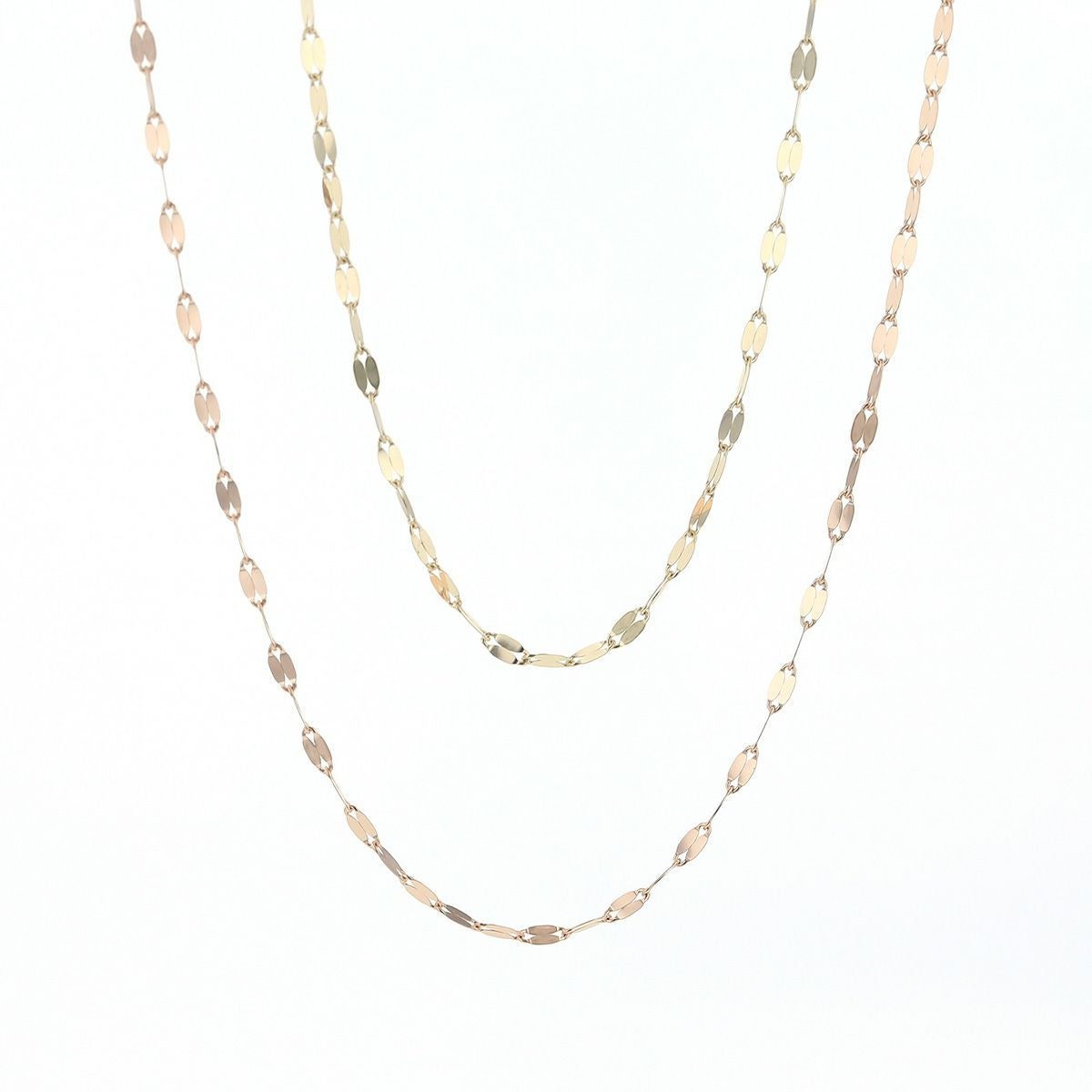 K10 PG/YG ペタルチェーン ネックレス イエローゴールド ピンクゴールド ペタルチェーンネックレス 地金チェーン 妻 彼女 誕生日 誕生日プレゼント ギフト 42cm