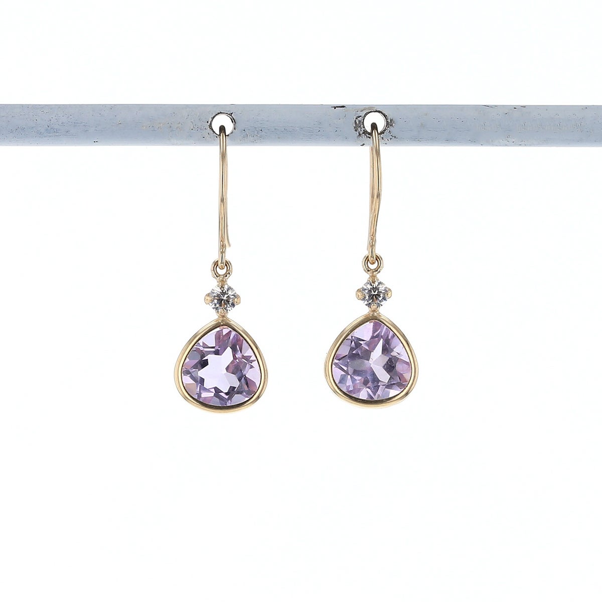 K10 YG ピンクアメジスト ジプシーピアス ピアス キュービックジルコニア イエローゴールド かわいい レディース 彼女 妻 20代 30代 40代 誕生日 誕生日プレゼント ギフト