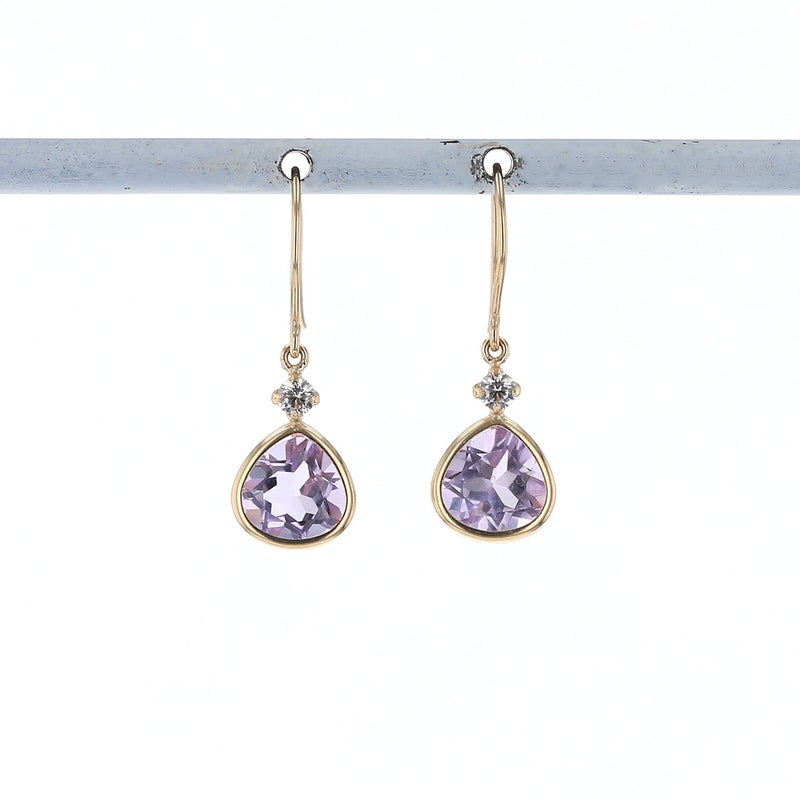 K10 YG ピンクアメジスト ジプシーピアス ピアス キュービックジルコニア イエローゴールド かわいい レディース 彼女 妻 20代 30代 40代 誕生日 誕生日プレゼント ギフト