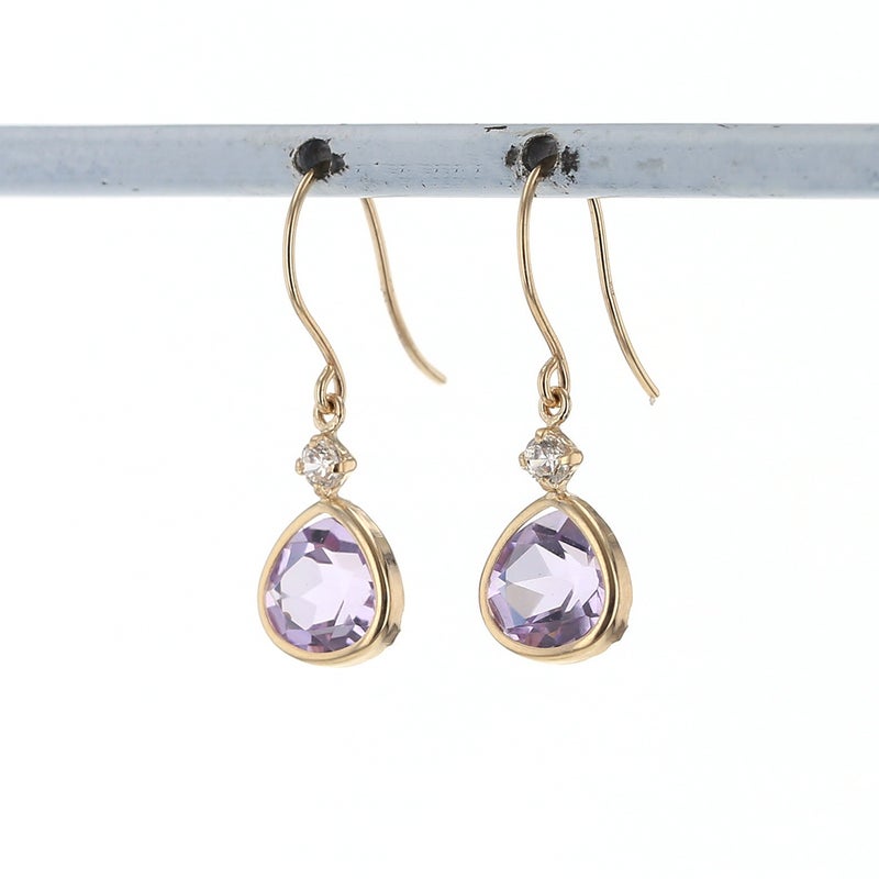 K10 YG ピンクアメジスト ジプシーピアス ピアス キュービックジルコニア イエローゴールド かわいい レディース 彼女 妻 20代 30代 40代 誕生日 誕生日プレゼント ギフト