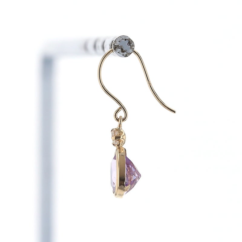 K10 YG ピンクアメジスト ジプシーピアス ピアス キュービックジルコニア イエローゴールド かわいい レディース 彼女 妻 20代 30代 40代 誕生日 誕生日プレゼント ギフト