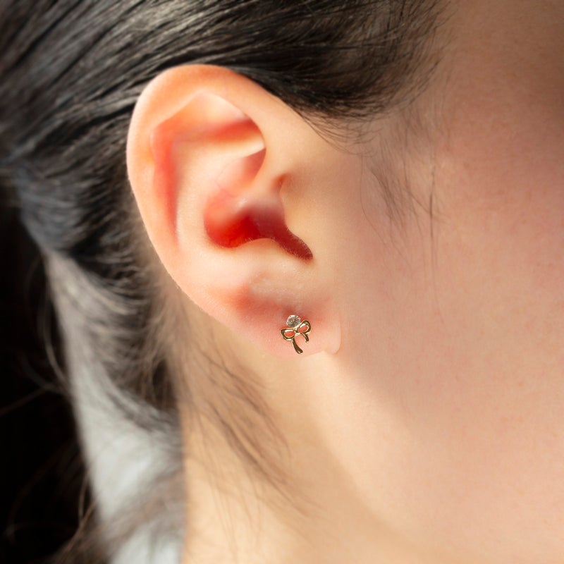 K10 YG アクアマリン リボン ピアス イエローゴールド  誕生石 3月誕生石 10k 10金 レディース 娘 プレゼント 女性 誕生日 彼女 妻