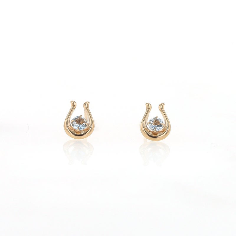 K10 YG アクアマリン ピアス 馬蹄 レディース 3月 誕生石 ホースシュー ギフト 誕生日プレゼント 20代 30代 40代 イエローゴールド 妻 彼女 可愛い