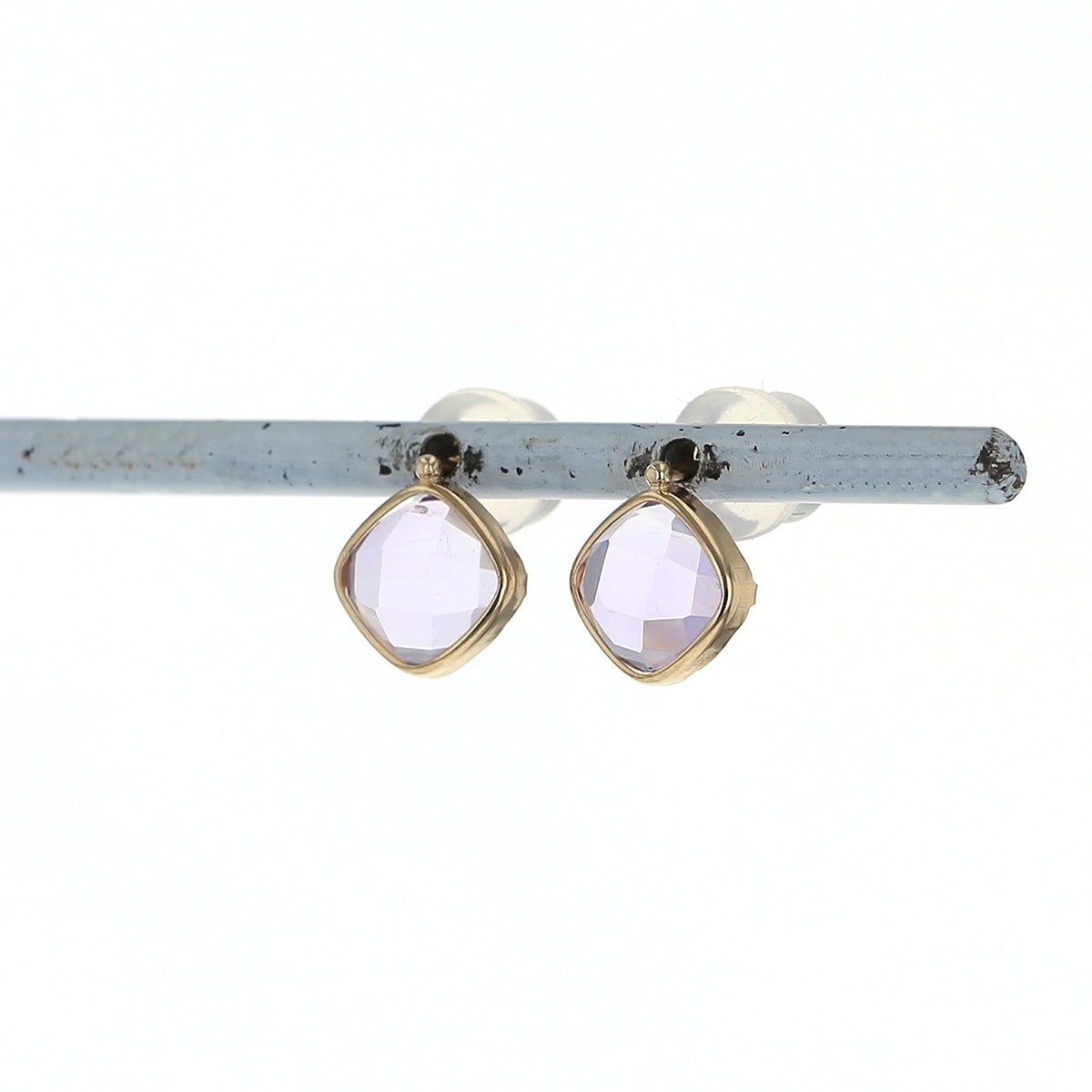 K10 YG ピンクアメジスト ピアス アメジスト チェスカット イエローゴールド かわいい レディース 彼女 妻 20代 30代 40代 誕生日 誕生日プレゼント ギフト