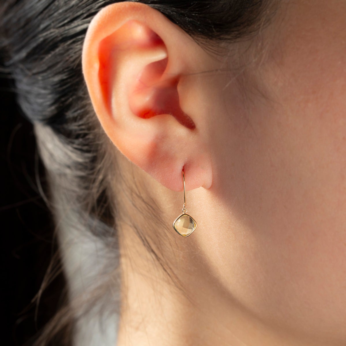 K10 YG レモンクォーツ ジプシーピアス