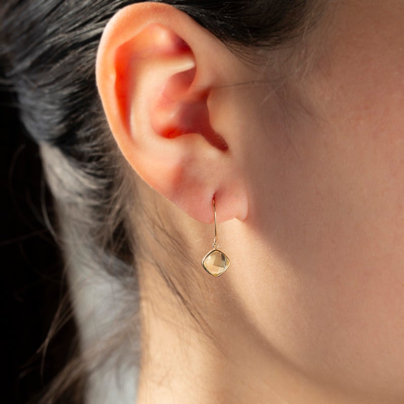 K10 YG レモンクォーツ ジプシーピアス