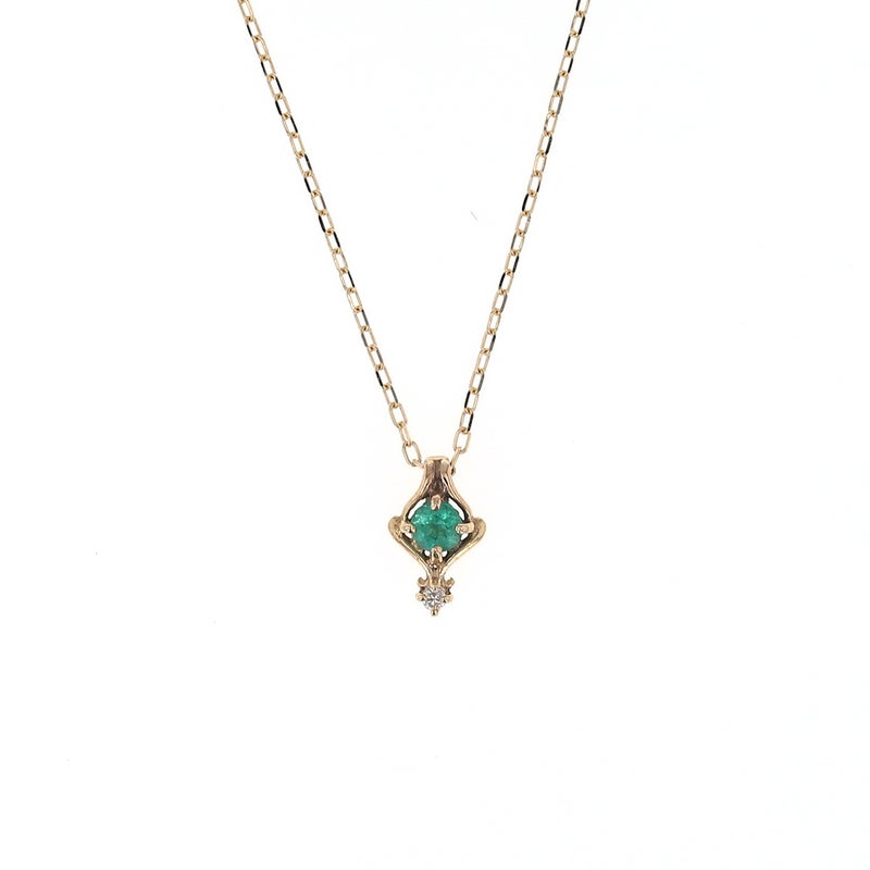 K10 YG エメラルド ダイヤモンド ネックレス イエローゴールド 5月誕生石 5月 誕生石 レディース 妻 彼女 誕生日 誕生日プレゼント ギフト 20代 30代 40代