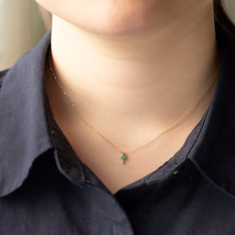 K10 YG エメラルド ダイヤモンド ネックレス イエローゴールド 5月誕生石 5月 誕生石 レディース 妻 彼女 誕生日 誕生日プレゼント ギフト 20代 30代 40代