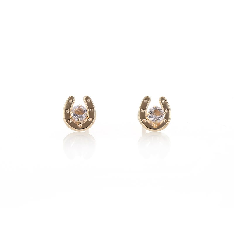 K10 YG ホースシュー モルガナイト ピアス