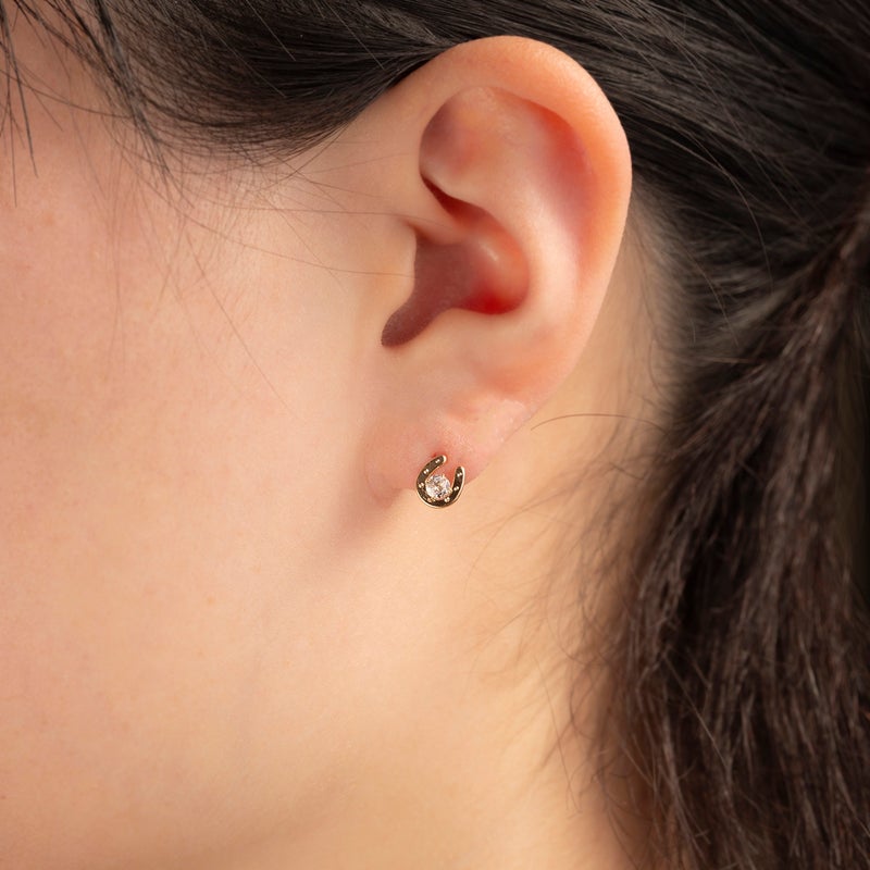 K10 YG ホースシュー モルガナイト ピアス