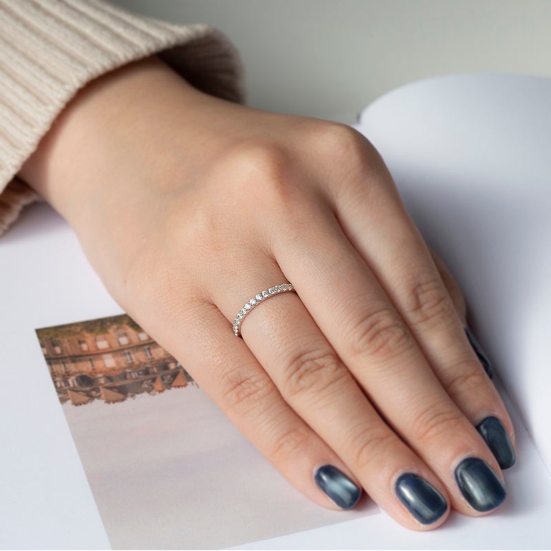 シルバー キュービックジルコニア フルエタニティ リング