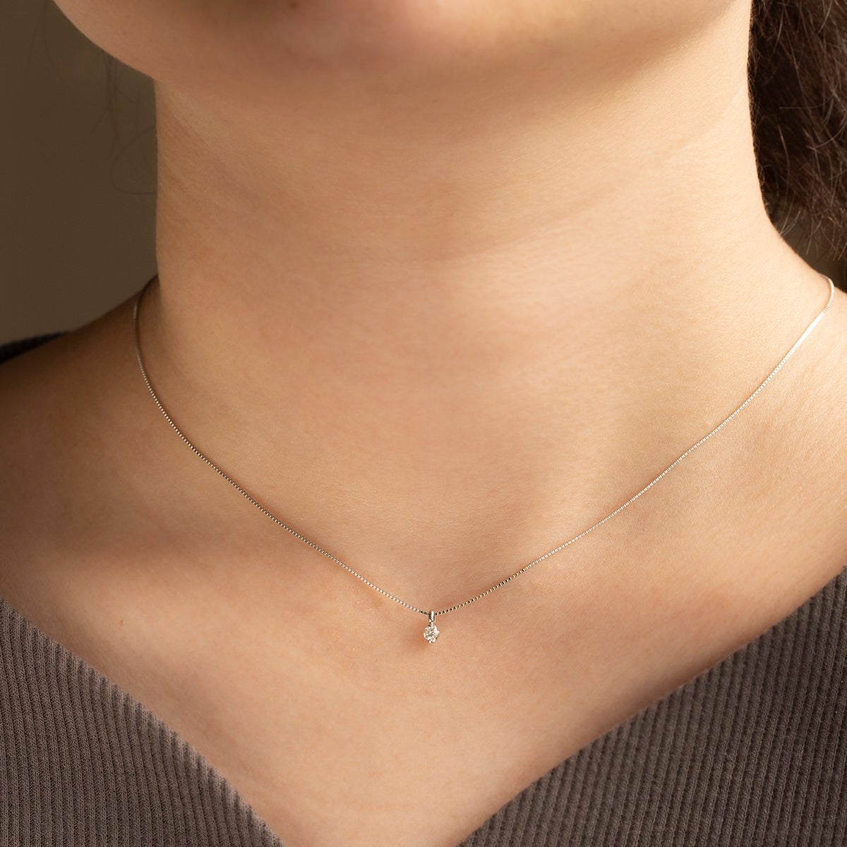 【鑑定書付】 プラチナ 一粒 ダイヤモンド ネックレス