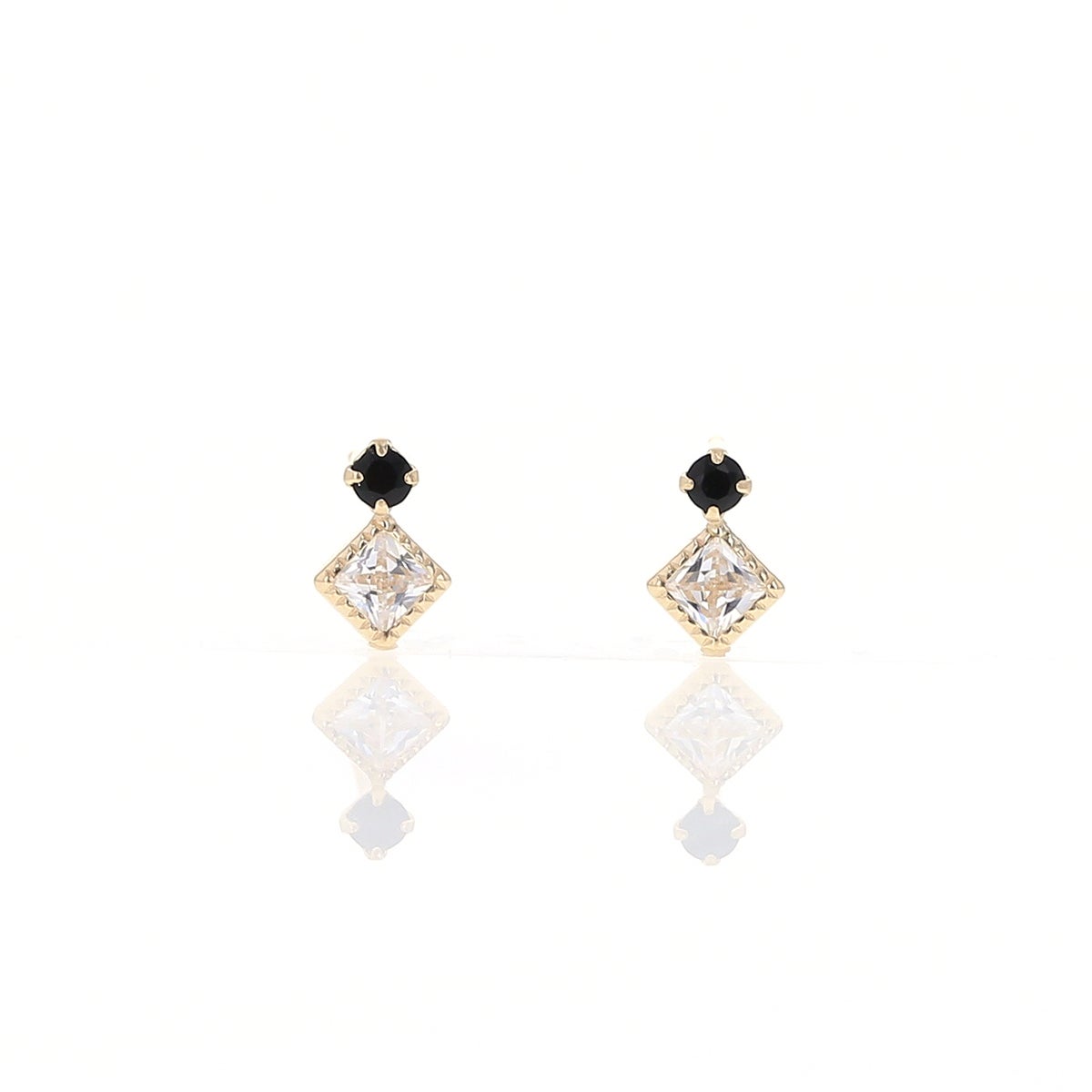 K10 YG オニキス キュービックジルコニア ピアス