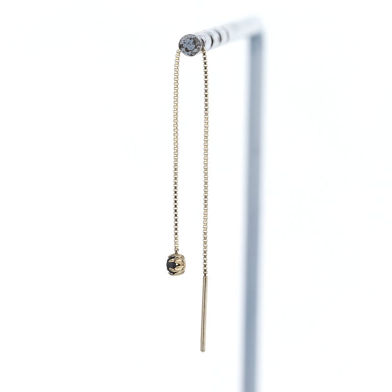 K10 YG ブラックダイヤモンド ロング ピアス