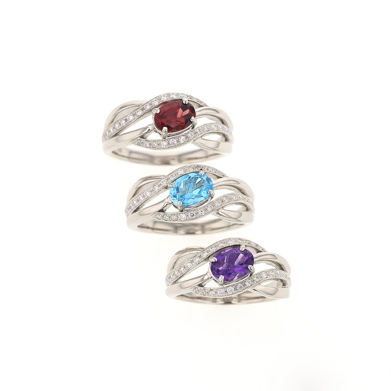 シルバー カラーストーン リング レディース 30代 40代 50代 誕生日 母 妻 彼女 ガーネット アメジスト ブルートパーズ CZ キュービックジルコニア