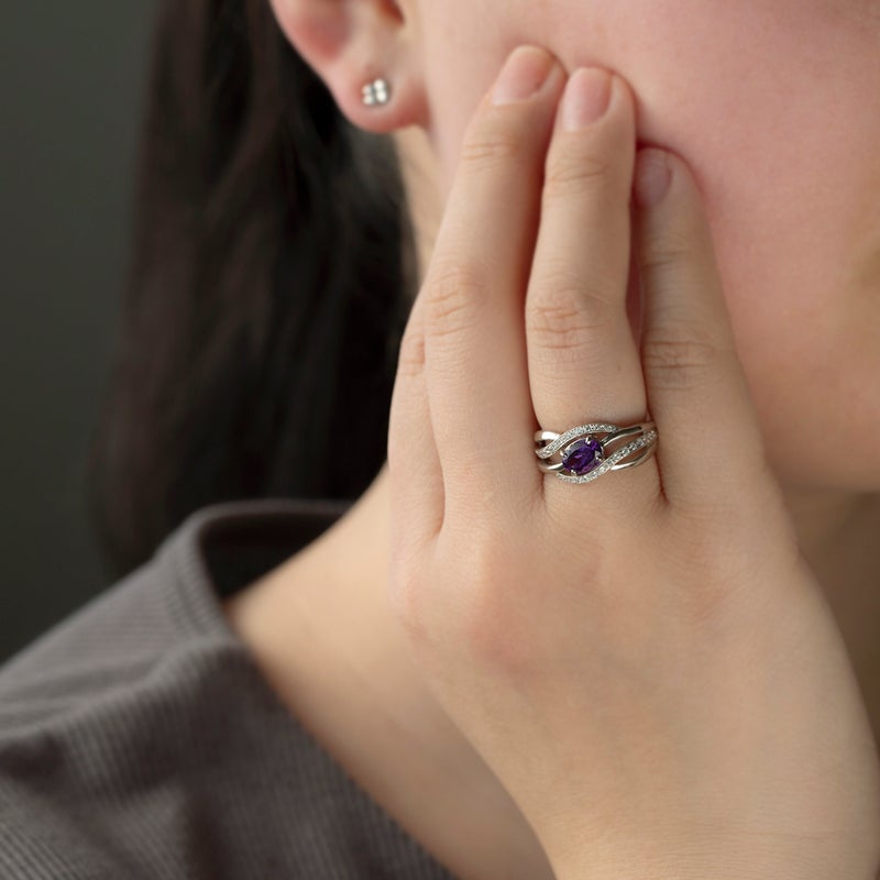 シルバー カラーストーン リング レディース 30代 40代 50代 誕生日 母 妻 彼女 ガーネット アメジスト ブルートパーズ CZ キュービックジルコニア