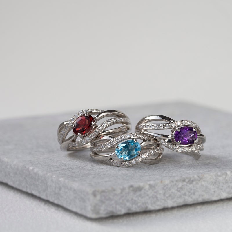 シルバー カラーストーン リング レディース 30代 40代 50代 誕生日 母 妻 彼女 ガーネット アメジスト ブルートパーズ CZ キュービックジルコニア