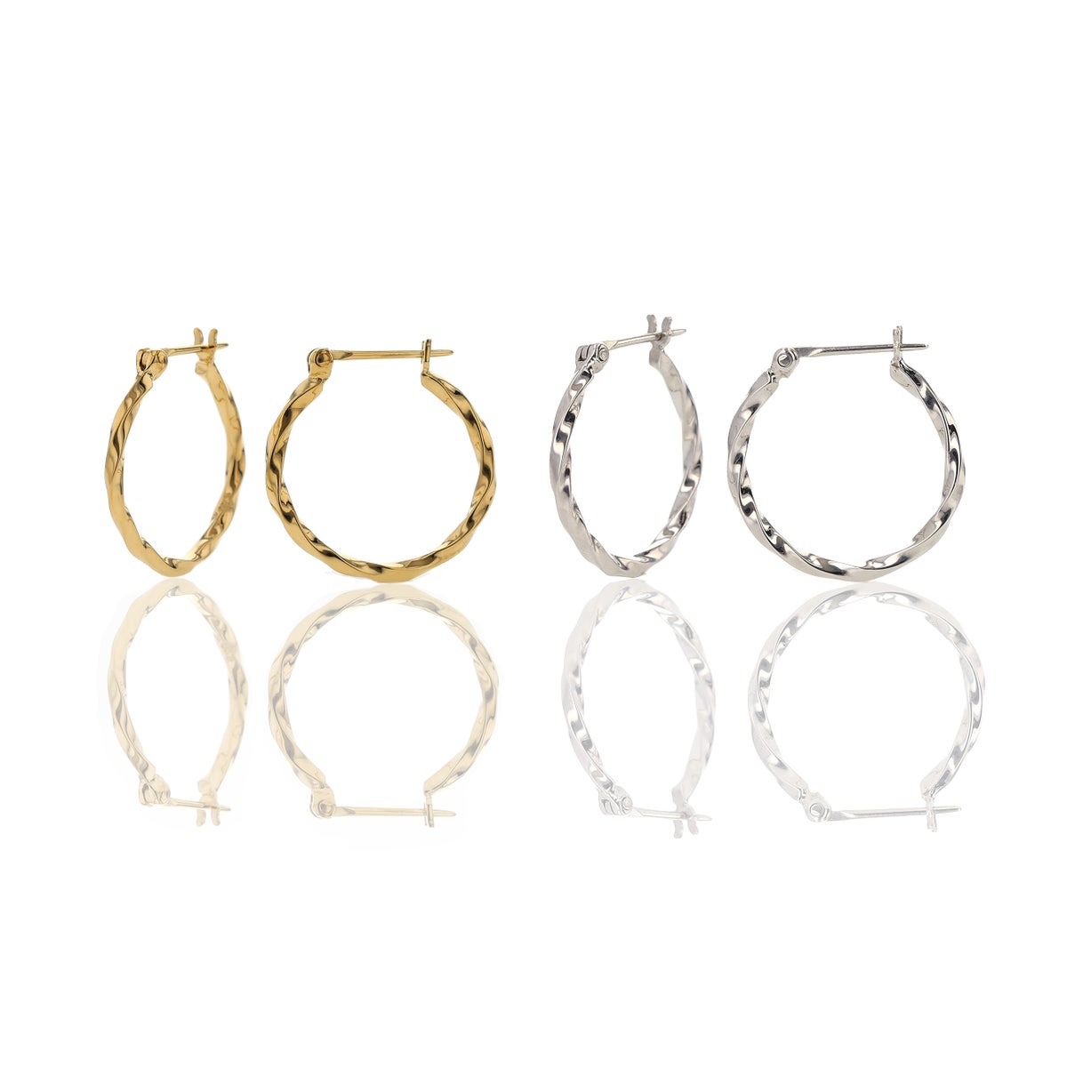 シルバー フープピアス ひねり