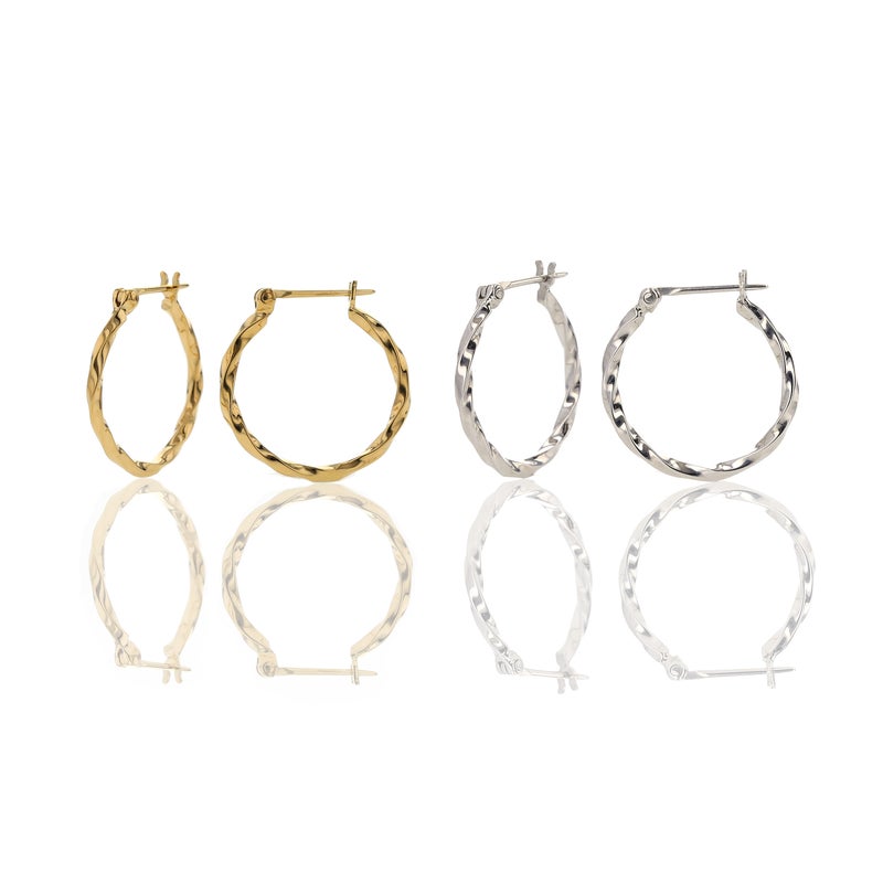 シルバー フープピアス ひねり