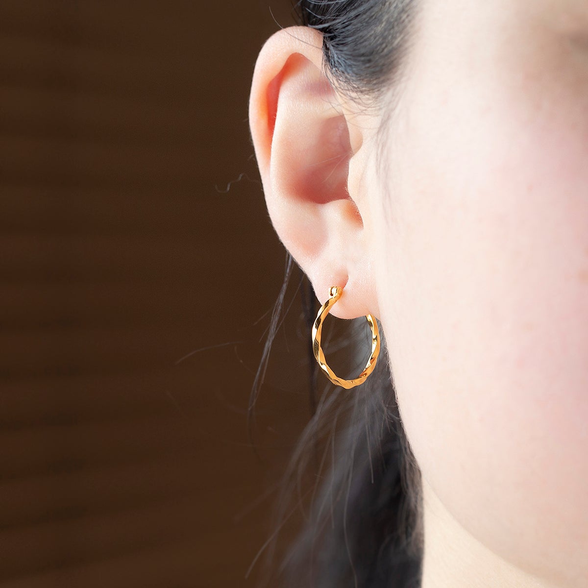 シルバー フープピアス ひねり