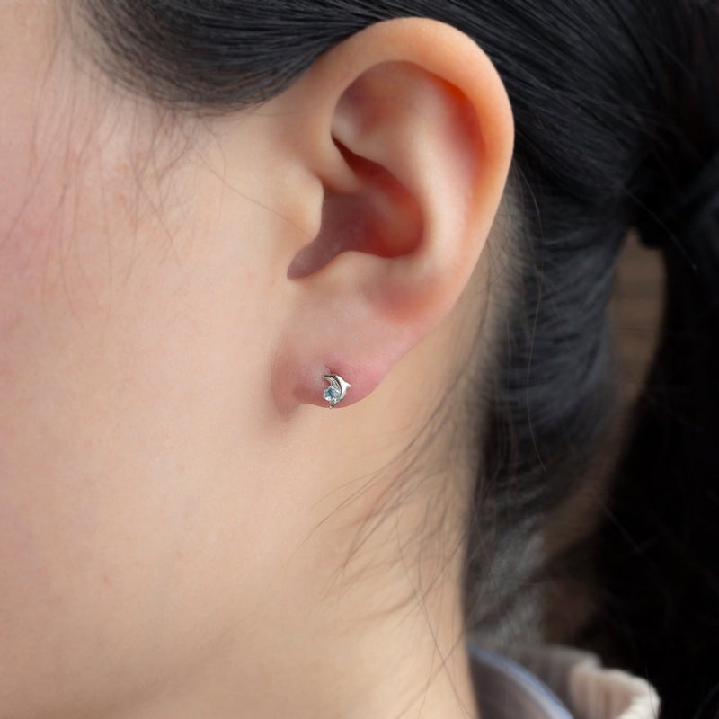 K10 WG ブルートパーズ ピアス イルカ レディース 11月 誕生石 プレゼント 20代 30代 40代 ホワイトゴールド 妻 彼女 小ぶり 可愛い