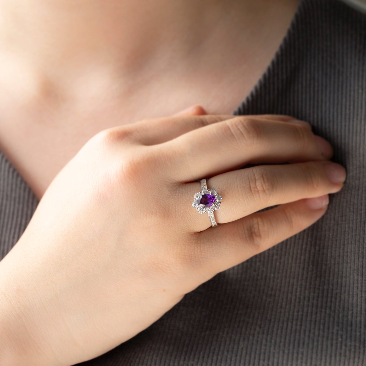 シルバー カラーストーン リング