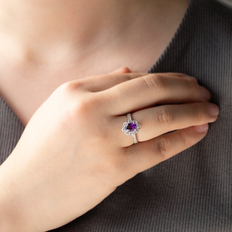 シルバー カラーストーン リング