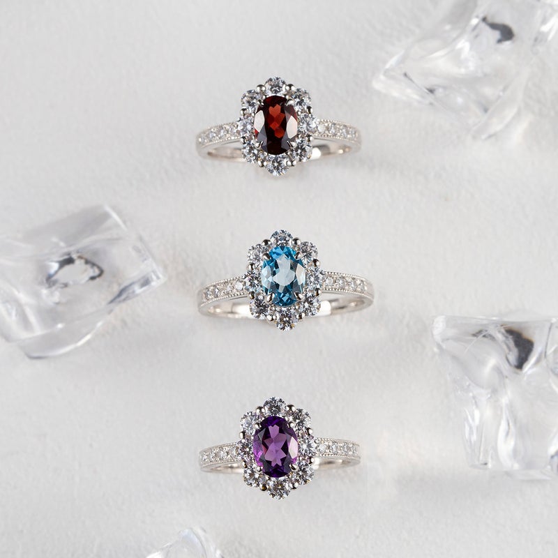 シルバー カラーストーン リング