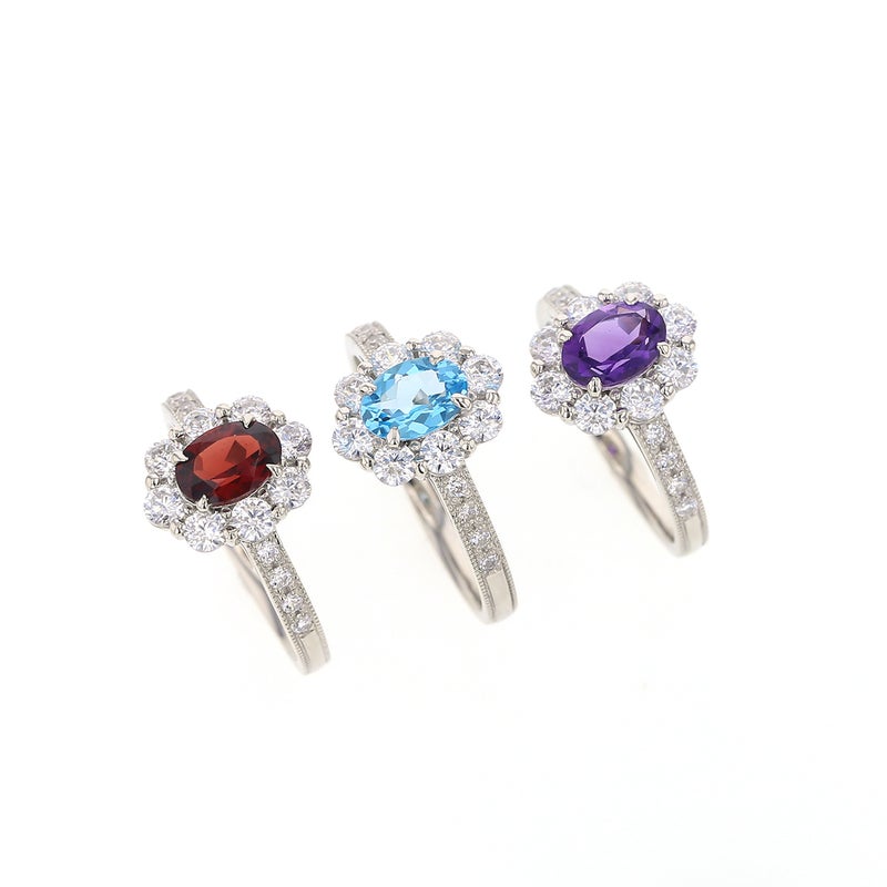 シルバー カラーストーン リング