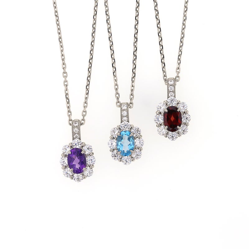 シルバー カラーストーン ネックレス ガーネット アメジスト ブルートパーズ 誕生石 1月 2月 11月 レディース 彼女 誕生日 母 プレゼント ギフト 母の日