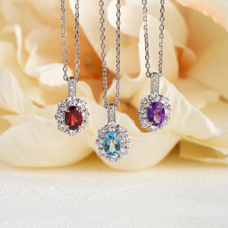 シルバー カラーストーン ネックレス ガーネット アメジスト ブルートパーズ 誕生石 1月 2月 11月 レディース 彼女 誕生日 母 プレゼント ギフト 母の日