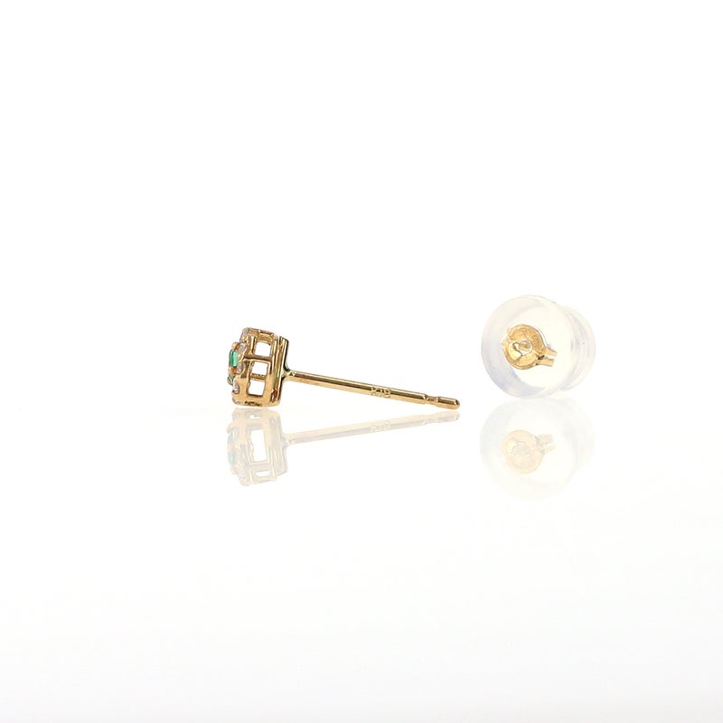 K18 YG ダイヤモンド エメラルド ピアス
