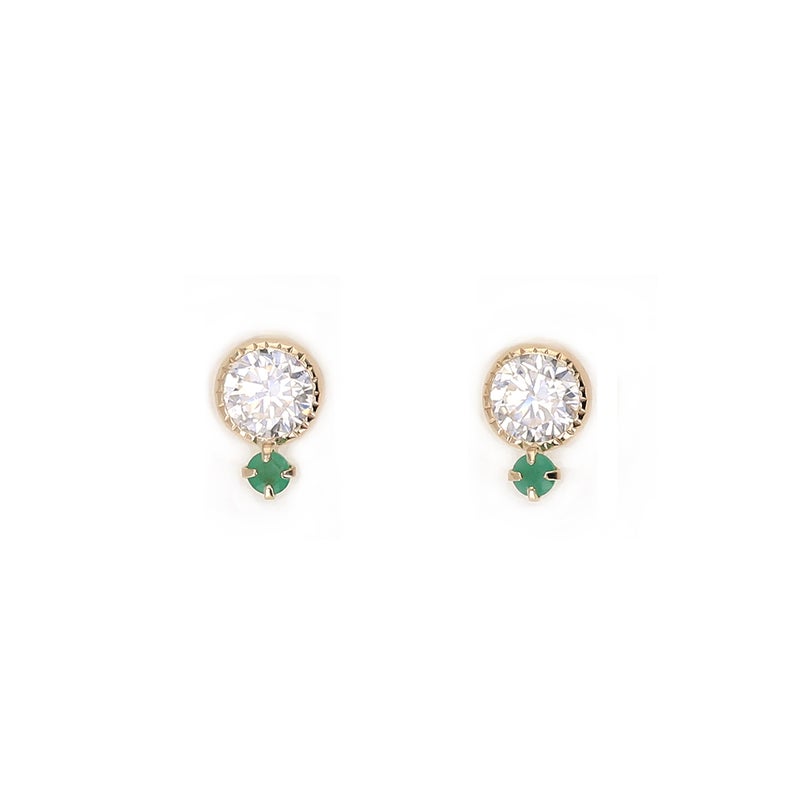 K10 YG ピアス エメラルド キュービックジルコニア イエローゴールド 10金 レディース 5月誕生石 ギフト 誕生日プレゼント 彼女 妻 20代 30代 40代 C