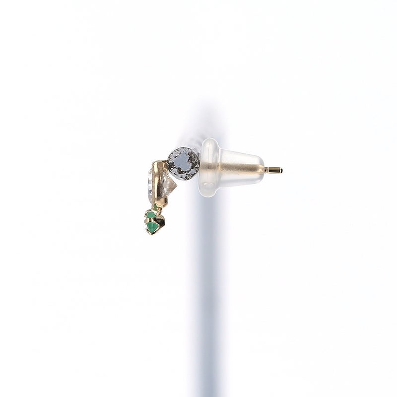 K10 YG ピアス エメラルド キュービックジルコニア イエローゴールド 10金 レディース 5月誕生石 ギフト 誕生日プレゼント 彼女 妻 20代 30代 40代 C
