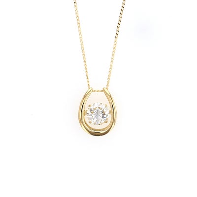 K18 YG ダイヤモンド 馬蹄 ネックレス ダンシングストーン 0.5ct 