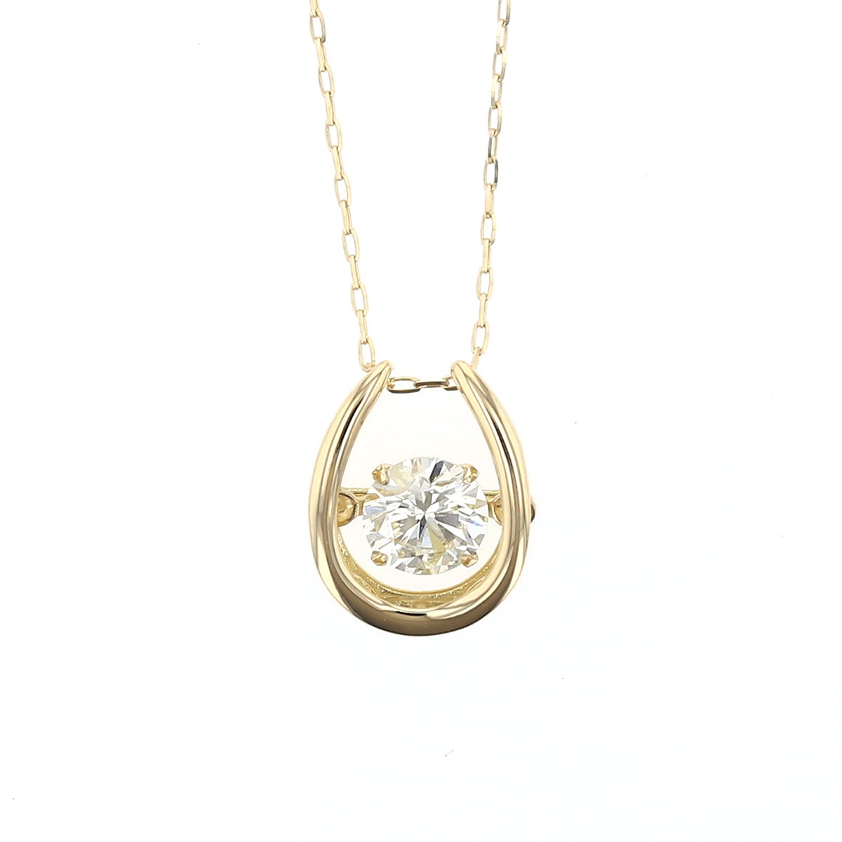 K18 YG ダイヤモンド ネックレス 馬蹄 ダンシングストーン 0.3ct