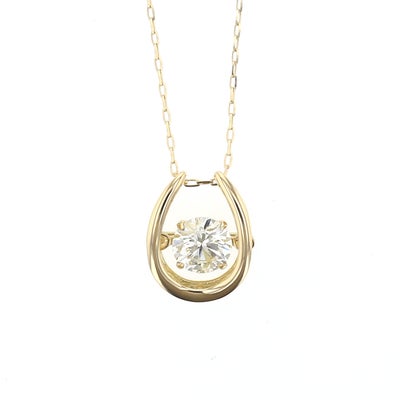K18 YG ダイヤモンド 馬蹄 ネックレス ダンシングストーン 0.3ct 
