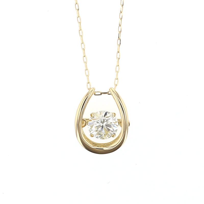 K18 YG ダイヤモンド ネックレス 馬蹄 ダンシングストーン 0.3ct