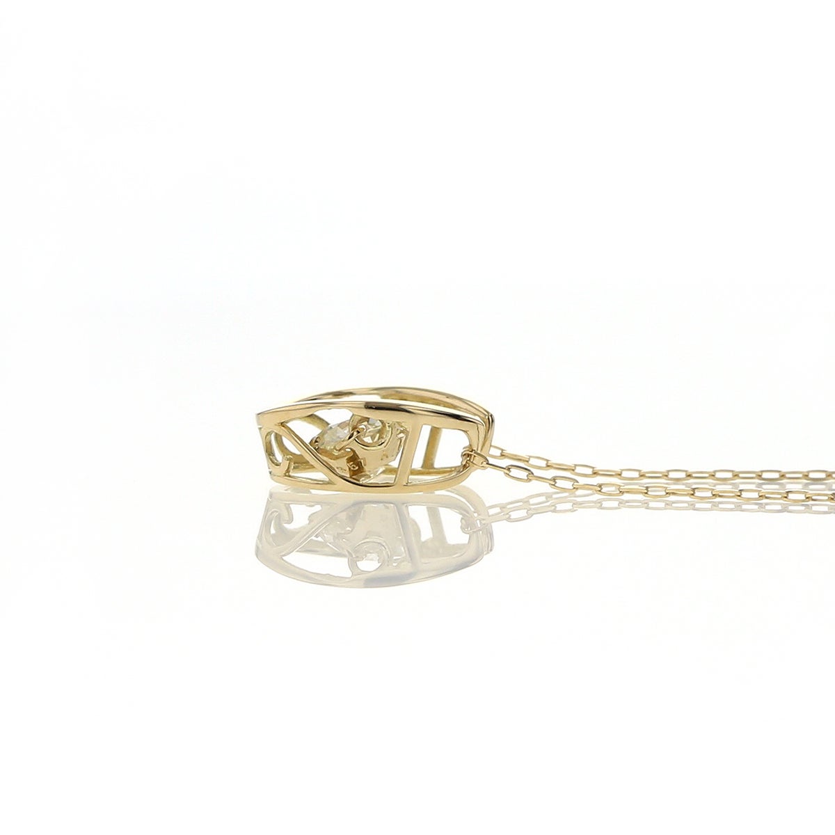K18 YG ダイヤモンド ネックレス 馬蹄 ダンシングストーン 0.3ct