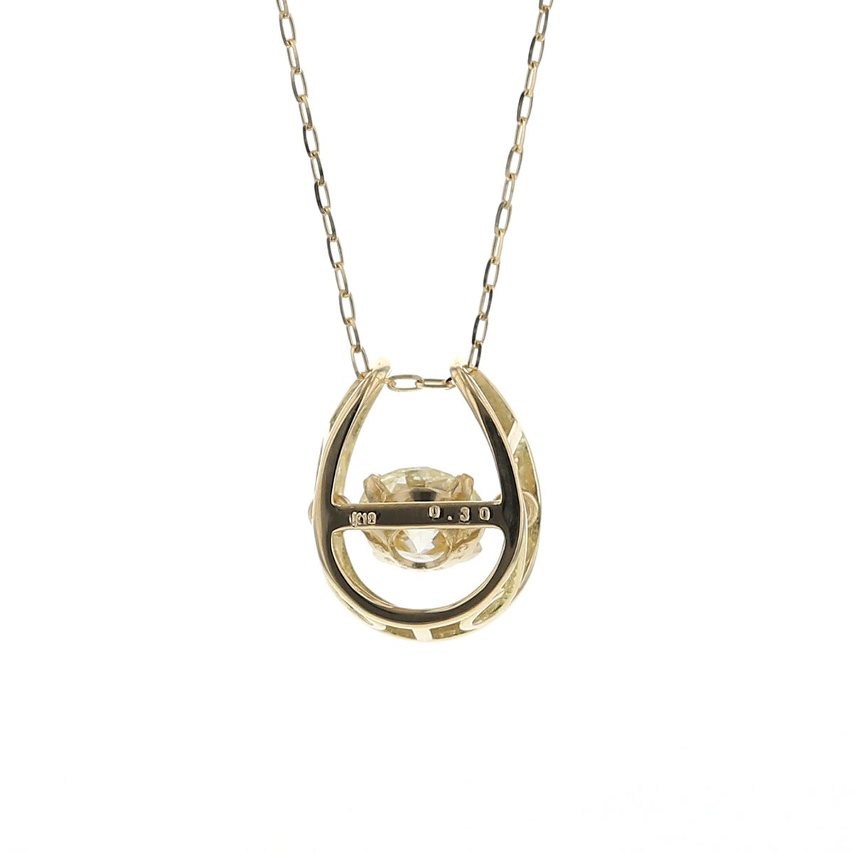 K18 YG ダイヤモンド ネックレス 馬蹄 ダンシングストーン 0.3ct