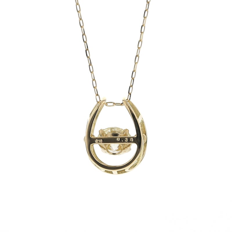 K18 YG ダイヤモンド ネックレス 馬蹄 ダンシングストーン 0.3ct