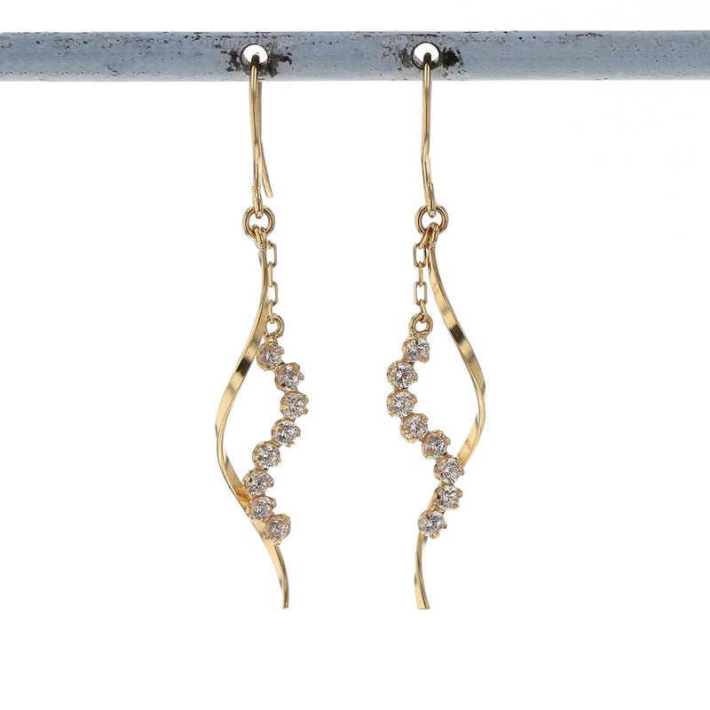 K18 YG キュービックジルコニア ピアス イエローゴールド ロングピアス 18K 18金 妻 彼女 レディース ギフト 誕生日プレゼント 20代 30代 40代 揺れる