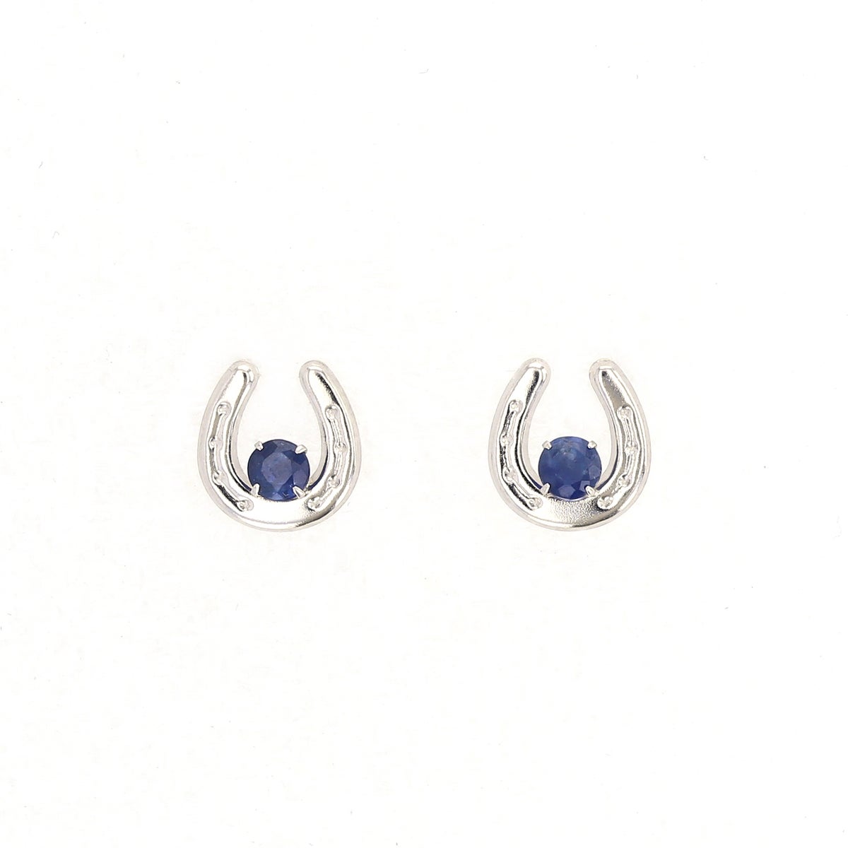 シルバー ホースシュー サファイア ピアス