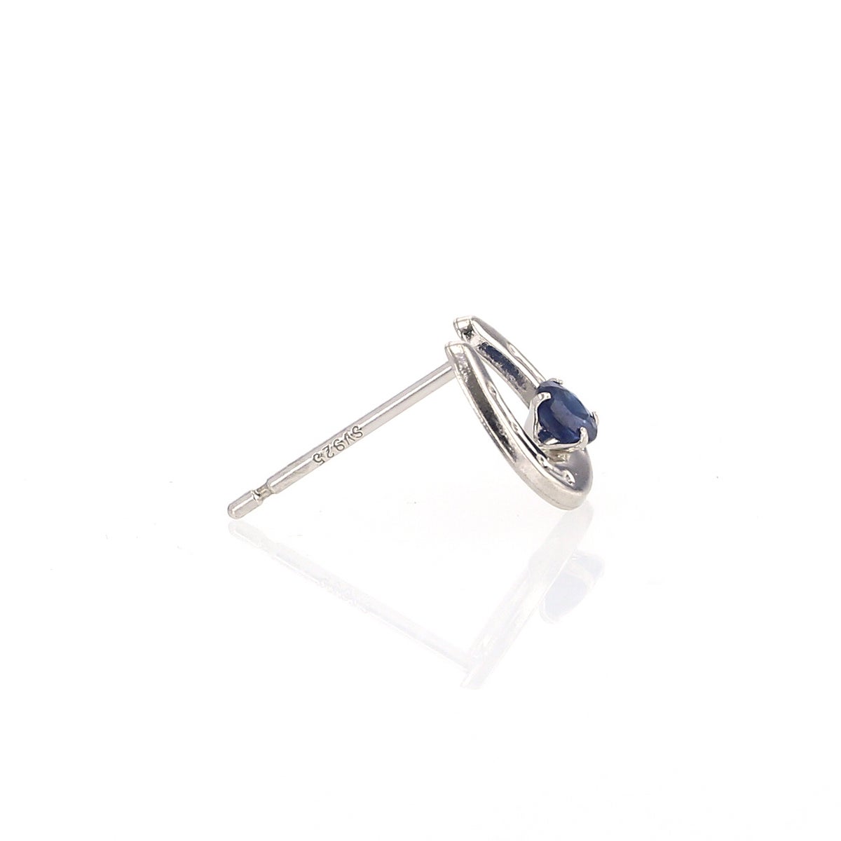 シルバー ホースシュー サファイア ピアス