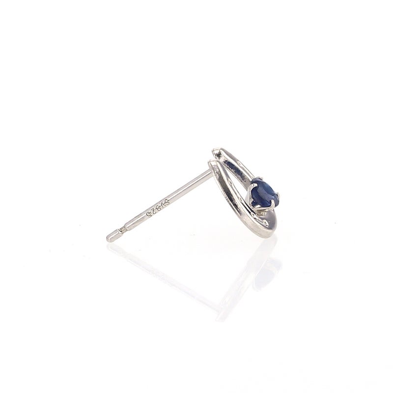 シルバー ホースシュー サファイア ピアス