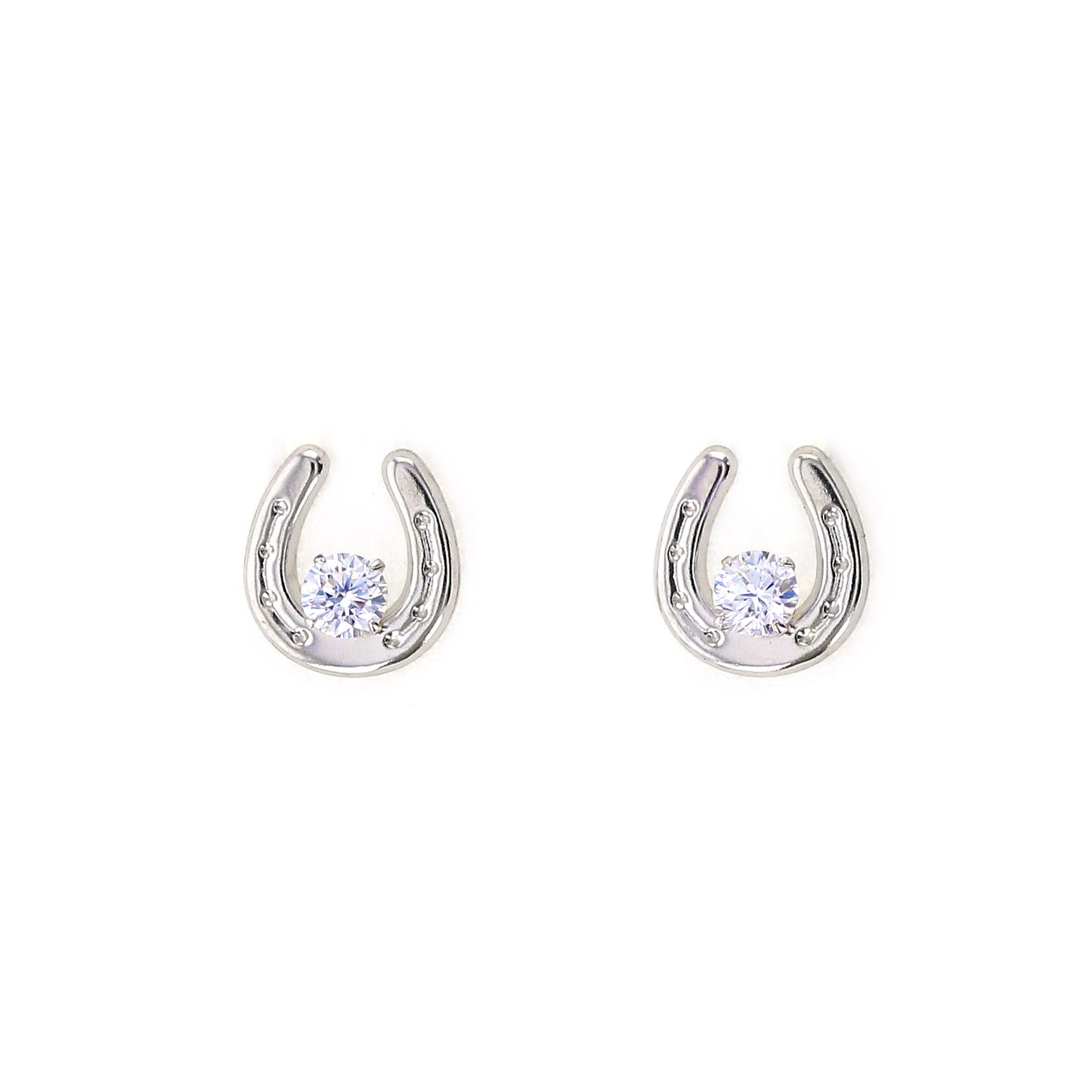 シルバー ホースシュー 馬蹄 キュービックジルコニア ピアス | IKEDA