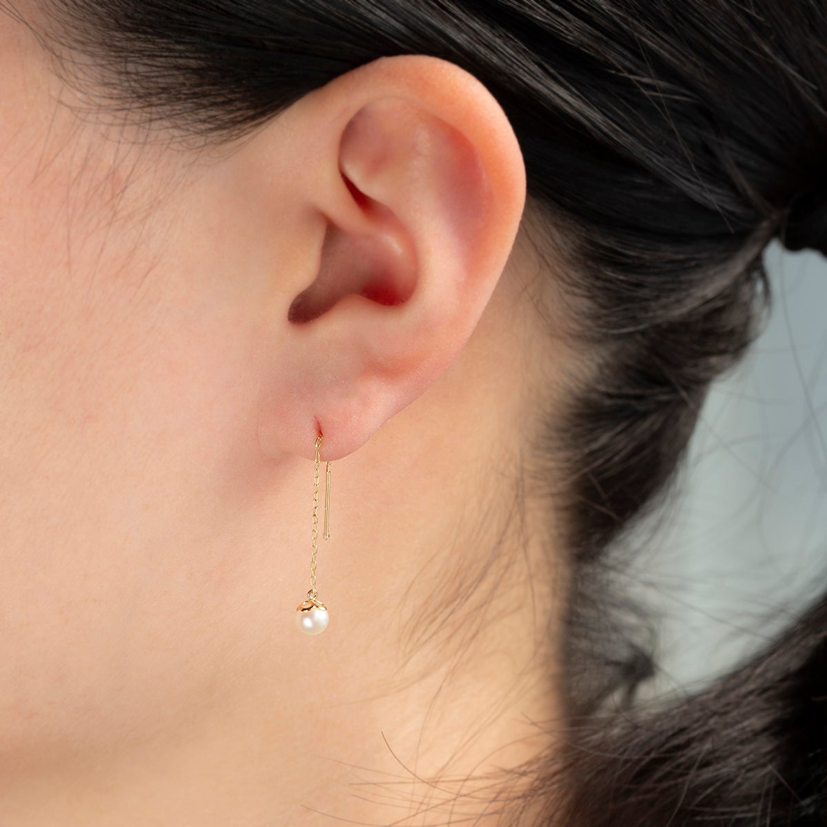 K10 YG 淡水パール アメリカンピアス ピアス チェーンピアス 10K 10金 妻 彼女 レディース ギフト 誕生日プレゼント20代 30代 40代
